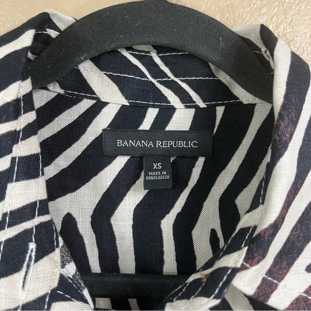 Banana Republic Linen Oversized Zebra Shorts Romper NWOT